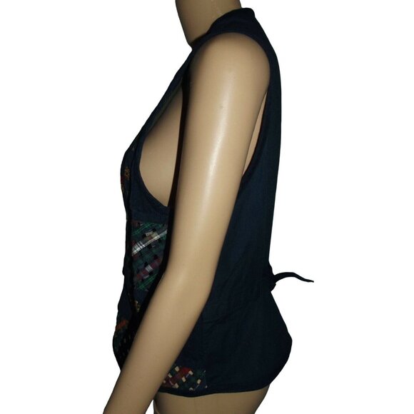 Casey & Max Vest Womens Medium Blue Pumpkin Autumn Fall Lattice Strip Embroidery - Picture 8 of 11